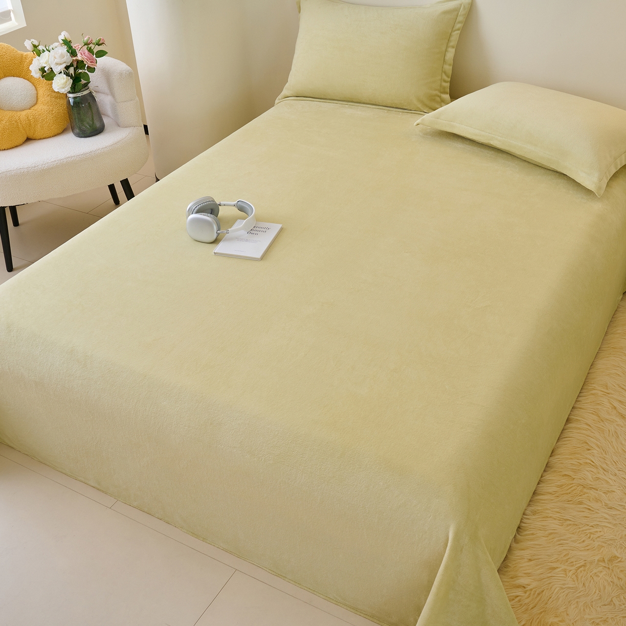 91家纺网 家纺一手货源 找家纺 简爱家纺 2025新款高克重牛奶绒枕套 橄榄绿