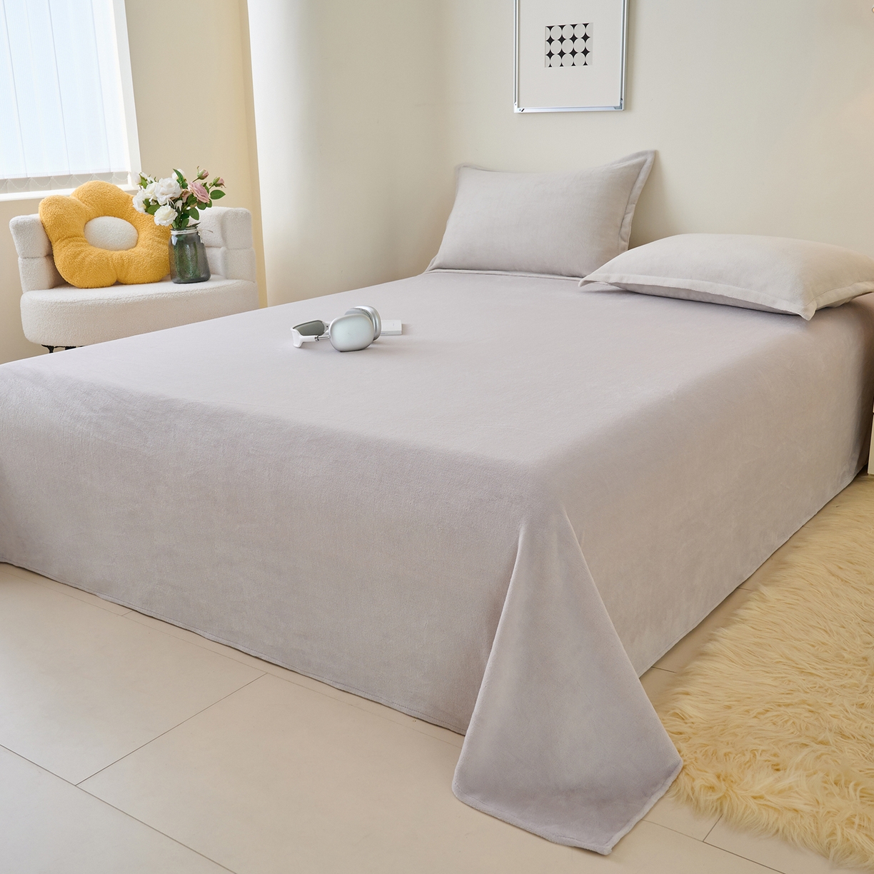 91家纺网 家纺一手货源 找家纺 简爱家纺 2025新款高克重牛奶绒枕套 灰色