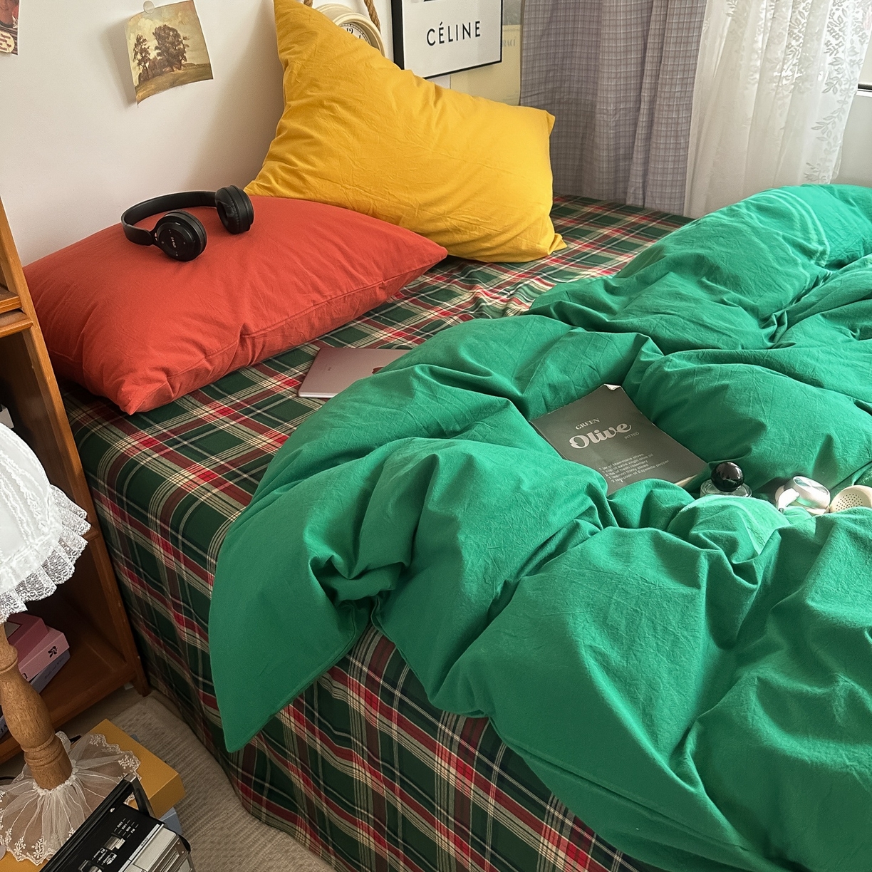 91家纺网 家纺一手货源 找家纺 （总）对白 2025新款全棉色织水洗棉四件套-夏尔木屋【提供买家秀】