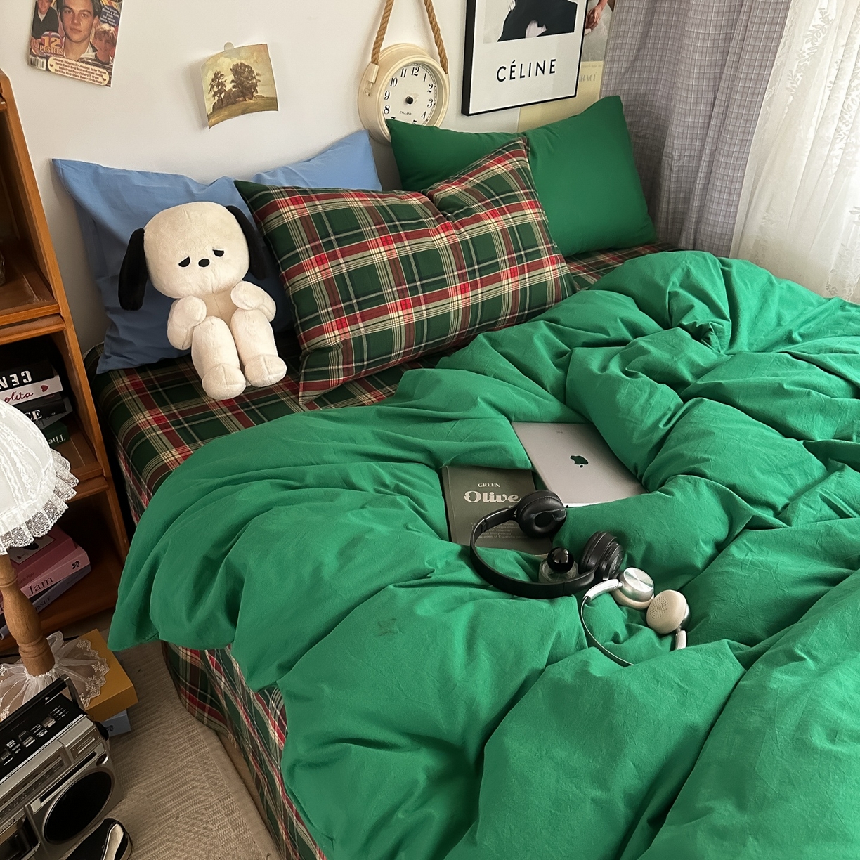 91家纺网 家纺一手货源 找家纺 （总）对白 2025新款全棉色织水洗棉四件套-夏尔木屋【提供买家秀】