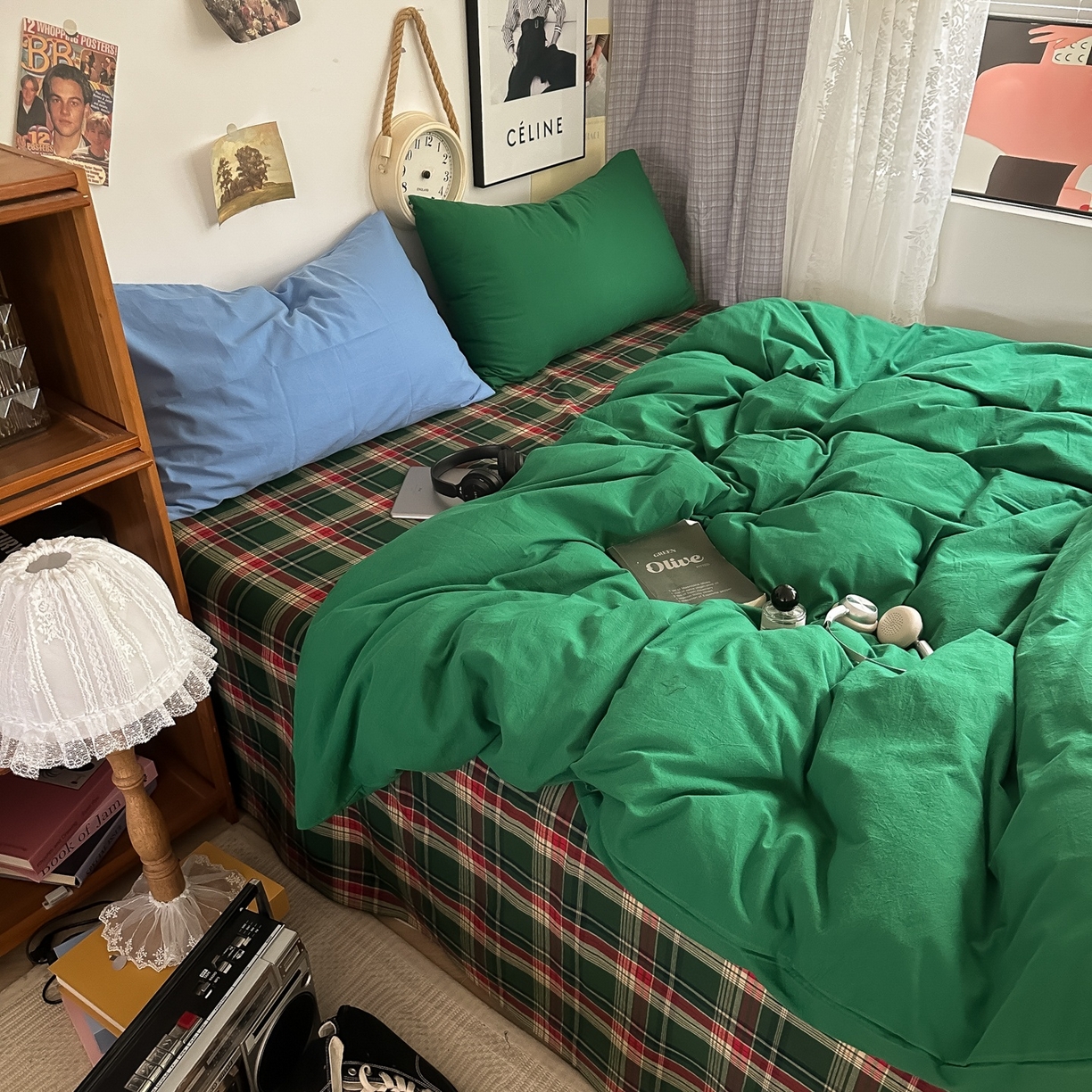 91家纺网 家纺一手货源 找家纺 （总）对白 2025新款全棉色织水洗棉四件套-夏尔木屋【提供买家秀】