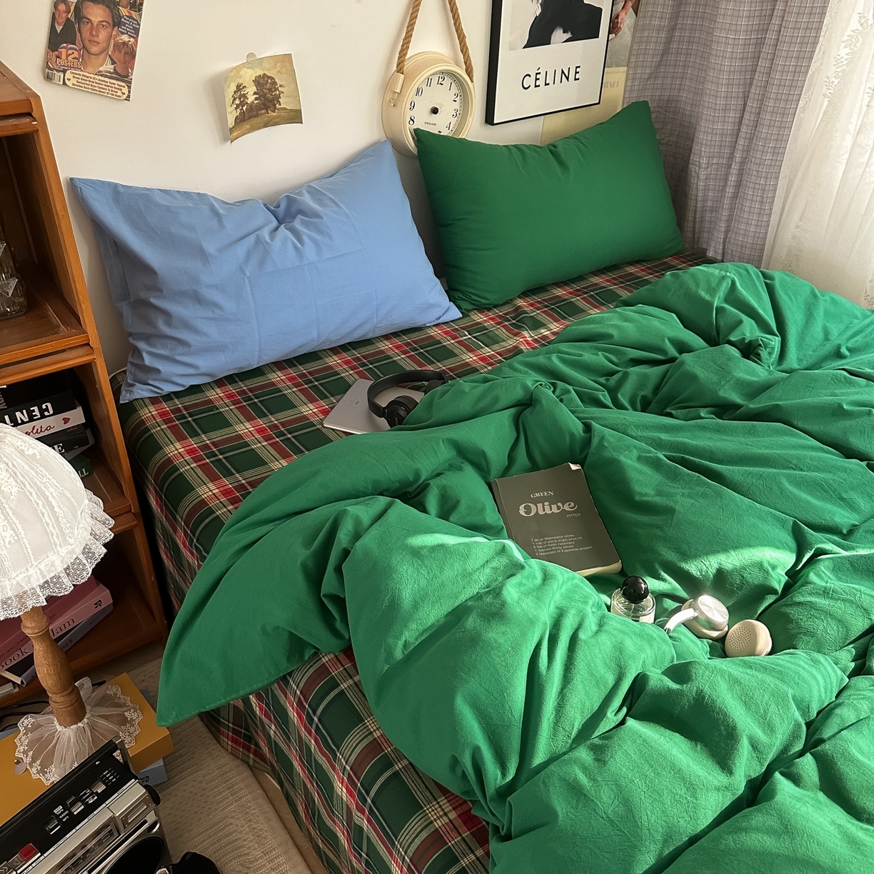 91家纺网 家纺一手货源 找家纺 （总）对白 2025新款全棉色织水洗棉四件套-夏尔木屋【提供买家秀】