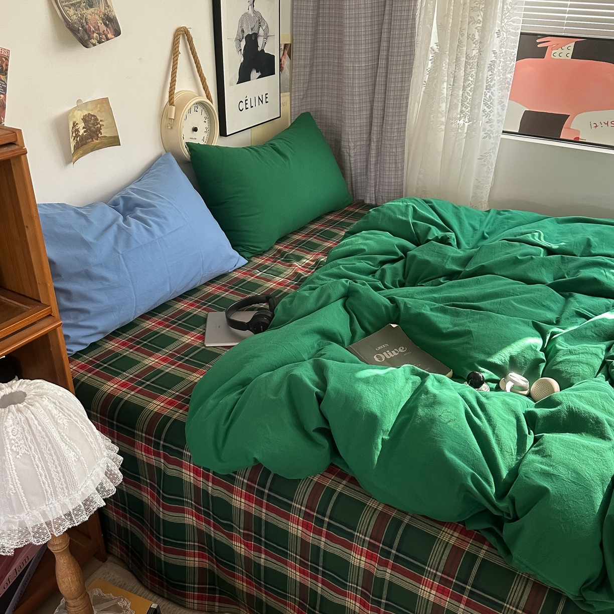 91家纺网 家纺一手货源 找家纺 （总）对白 2025新款全棉色织水洗棉四件套-夏尔木屋【提供买家秀】