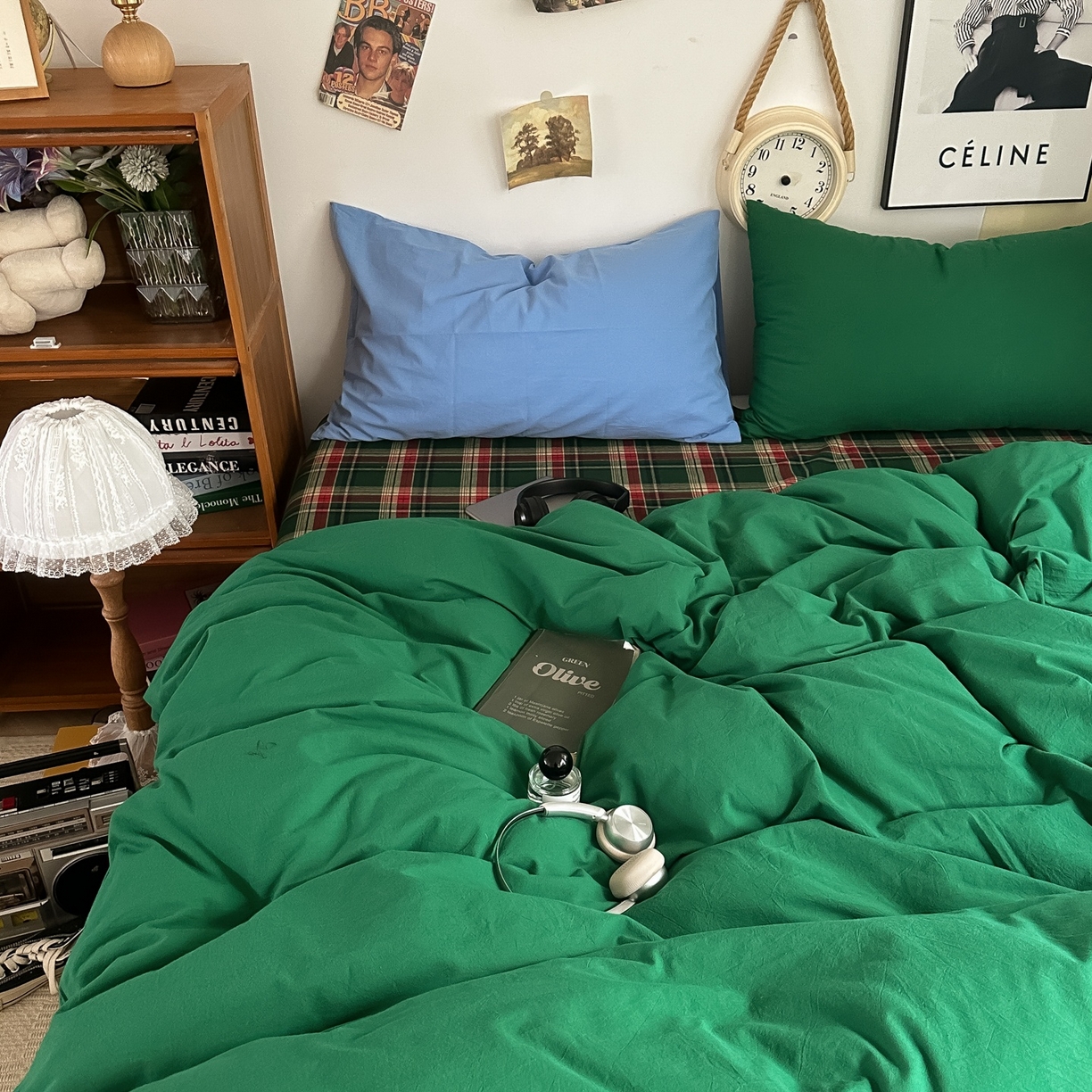 91家纺网 家纺一手货源 找家纺 （总）对白 2025新款全棉色织水洗棉四件套-夏尔木屋【提供买家秀】