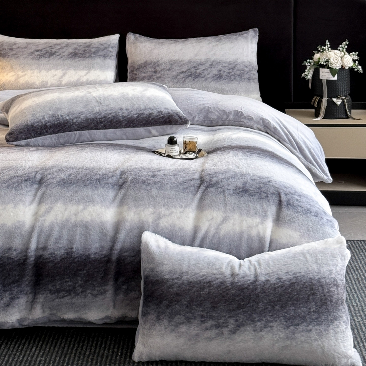 宜代光年 2025新款小米貂法式中古风印花四件套 灰韵层叠