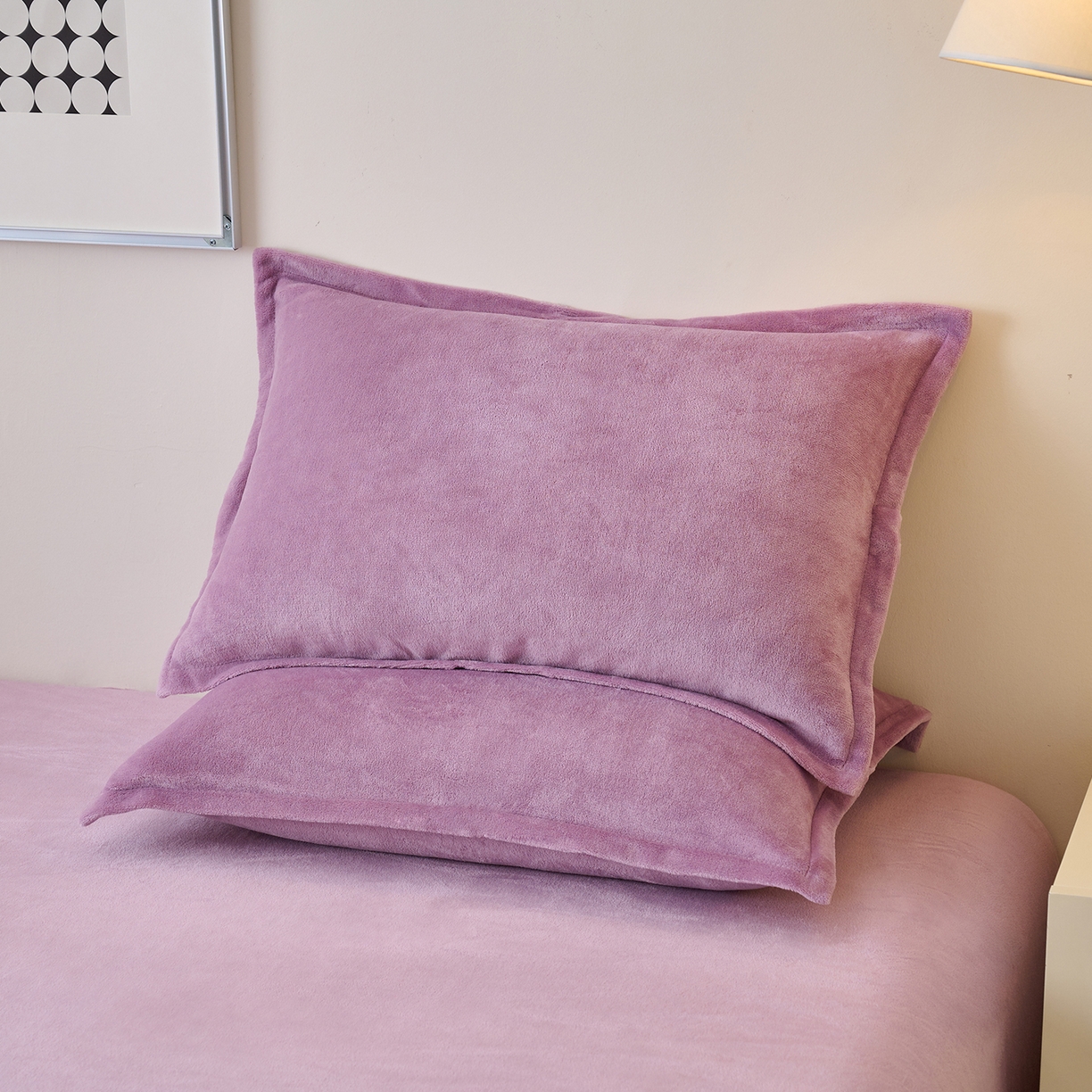 91家纺网 家纺一手货源 找家纺 简爱家纺 2025新款高克重牛奶绒枕套 优雅紫