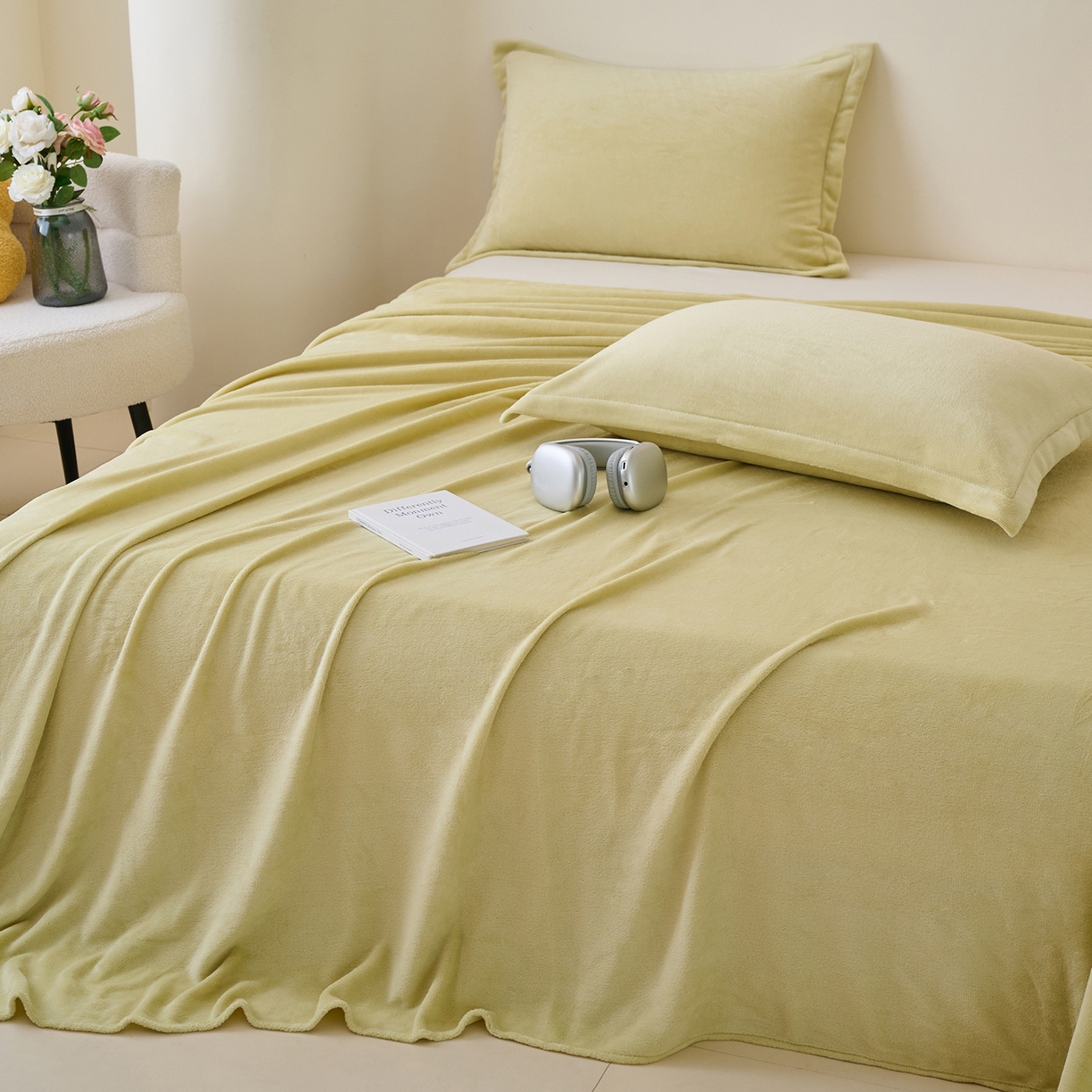 91家纺网 家纺一手货源 找家纺 简爱家纺 2025新款高克重牛奶绒床单系列 橄榄绿