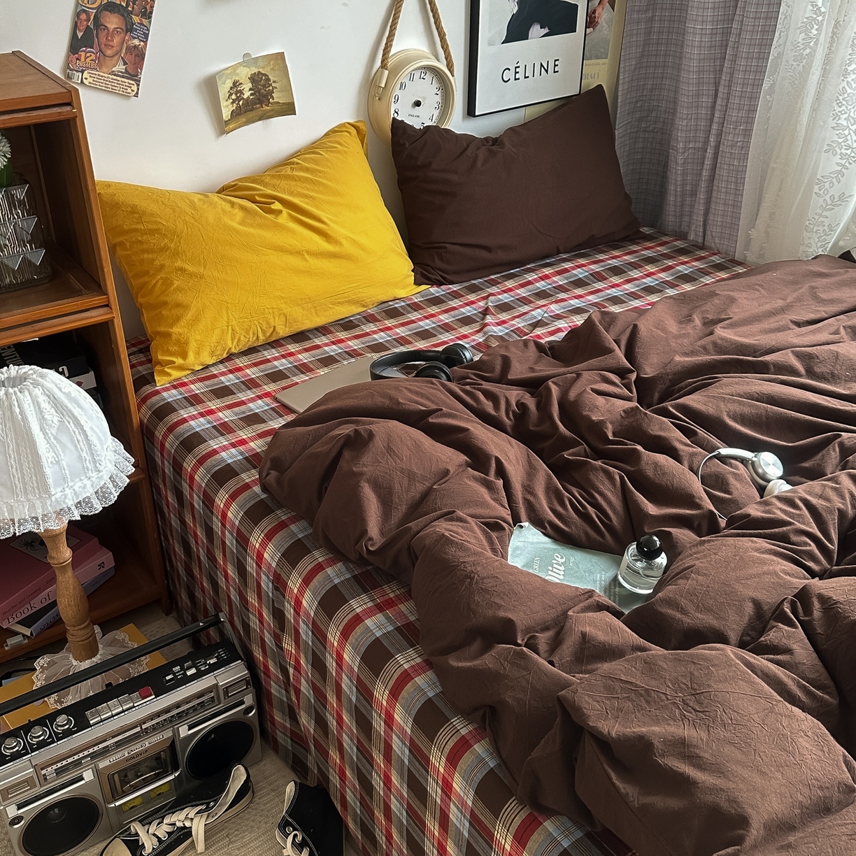 91家纺网 家纺一手货源 找家纺 （总）对白 2025新款全棉色织水洗棉四件套-埃德的下午茶