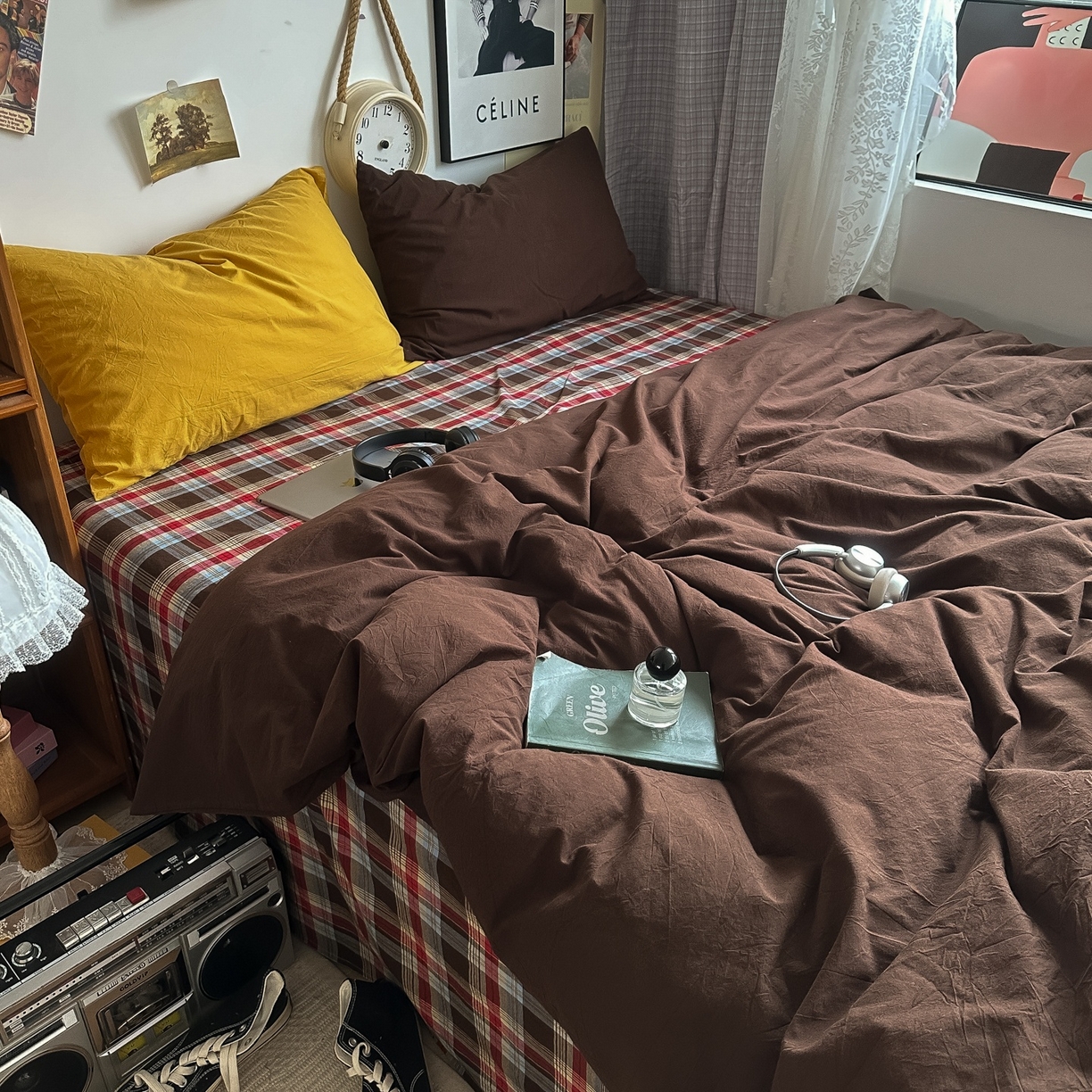 91家纺网 家纺一手货源 找家纺 （总）对白 2025新款全棉色织水洗棉四件套-埃德的下午茶