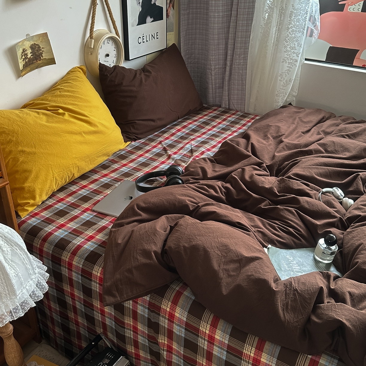 91家纺网 家纺一手货源 找家纺 （总）对白 2025新款全棉色织水洗棉四件套-埃德的下午茶