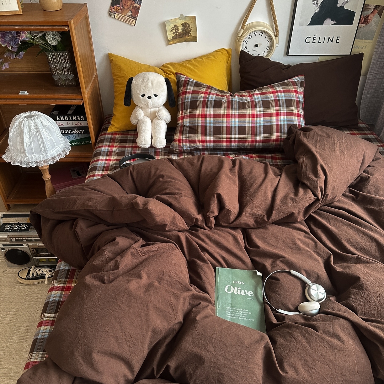 91家纺网 家纺一手货源 找家纺 （总）对白 2025新款全棉色织水洗棉四件套-埃德的下午茶