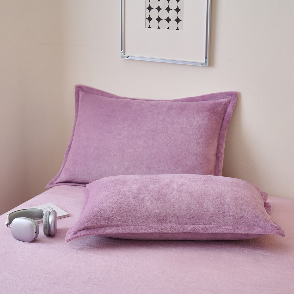 91家纺网 家纺一手货源 找家纺 简爱家纺 2025新款高克重牛奶绒床单系列 优雅紫