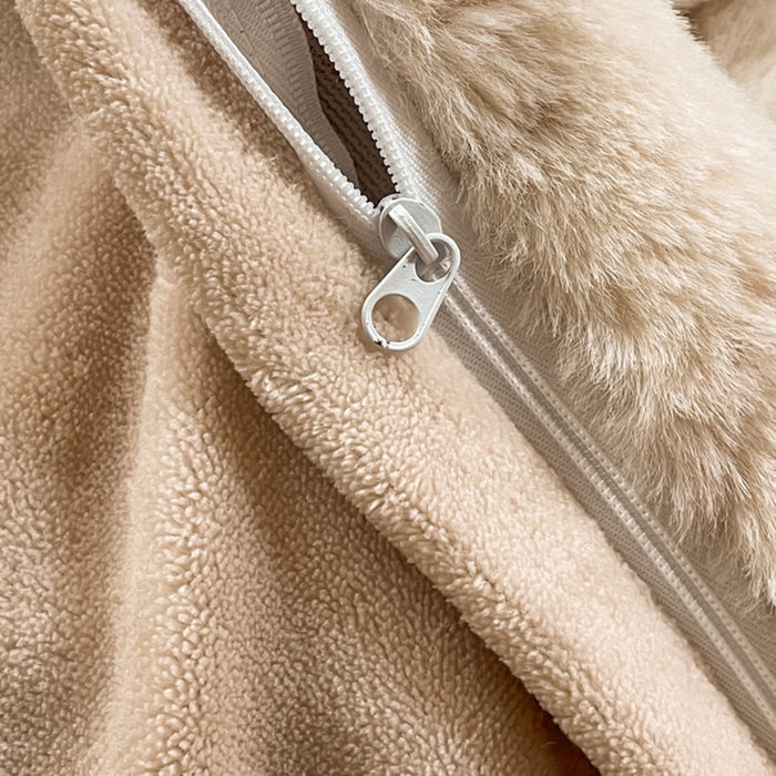 91家纺网 家纺一手货源 找家纺 宜代光年 2025新款兔绒色烂雕花保暖四件套 飘带-杏