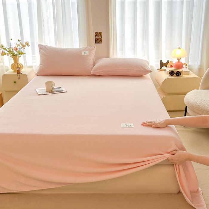 91家纺网 家纺一手货源 找家纺 贝扬思家纺 2025新款牛奶绒纯色单床单-life系列 Life-浅粉