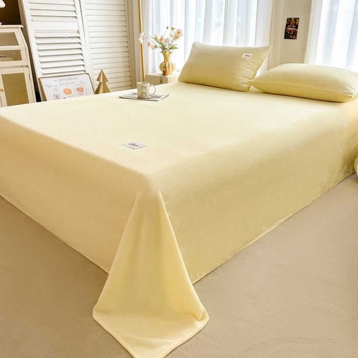 91家纺网 家纺一手货源 找家纺 贝扬思家纺 2025新款牛奶绒纯色单床单-life系列 Life-鹅黄