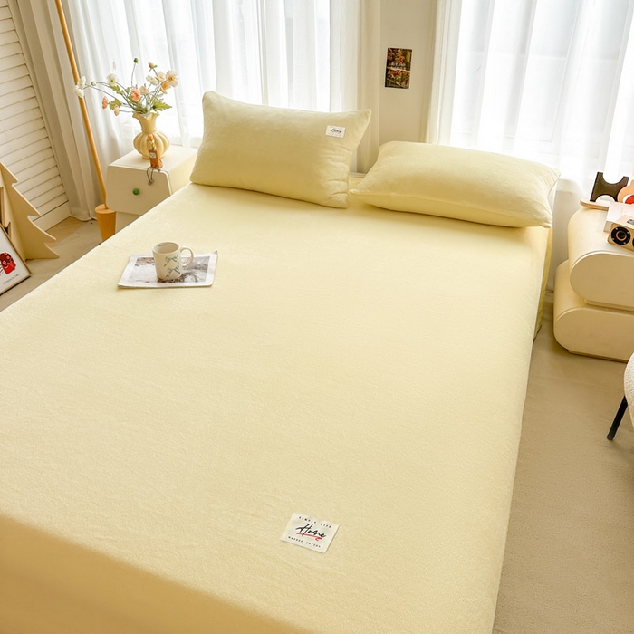 91家纺网 家纺一手货源 找家纺 贝扬思家纺 2025新款牛奶绒纯色单床单-life系列 Life-鹅黄