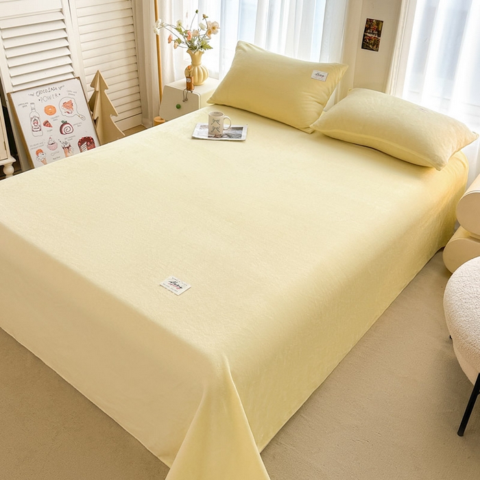 91家纺网 家纺一手货源 找家纺 贝扬思家纺 2025新款牛奶绒纯色单床单-life系列 Life-鹅黄