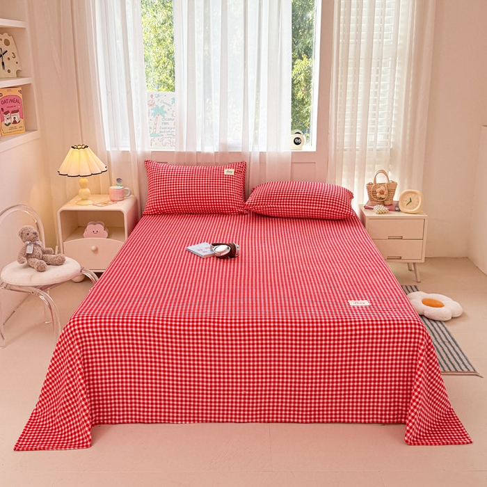 91家纺网 家纺一手货源 找家纺 贝扬思家纺 2025新款牛奶绒纯色单床单-life系列 Life-红格