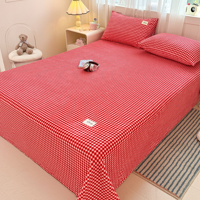 91家纺网 家纺一手货源 找家纺 贝扬思家纺 2025新款牛奶绒纯色单床单-life系列 Life-红格