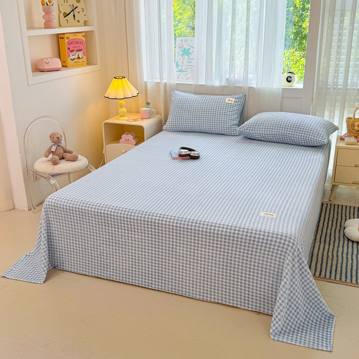 91家纺网 家纺一手货源 找家纺 贝扬思家纺 2025新款牛奶绒纯色单床单-life系列 Life-蓝格