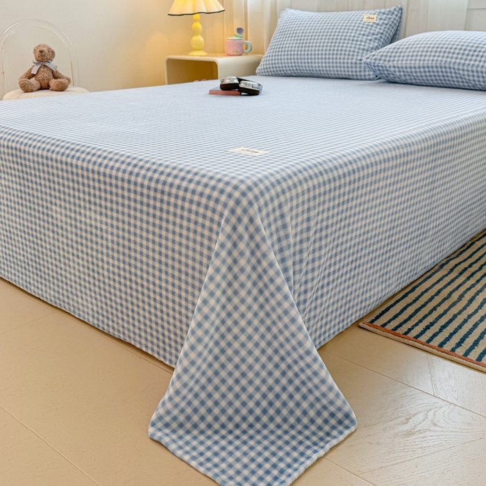 91家纺网 家纺一手货源 找家纺 贝扬思家纺 2025新款牛奶绒纯色单床单-life系列 Life-蓝格