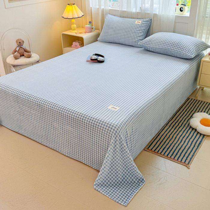 91家纺网 家纺一手货源 找家纺 贝扬思家纺 2025新款牛奶绒纯色单床单-life系列 Life-蓝格