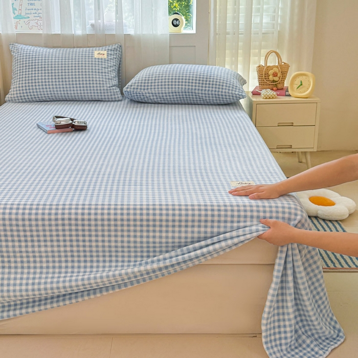 91家纺网 家纺一手货源 找家纺 贝扬思家纺 2025新款牛奶绒纯色单床单-life系列 Life-蓝格