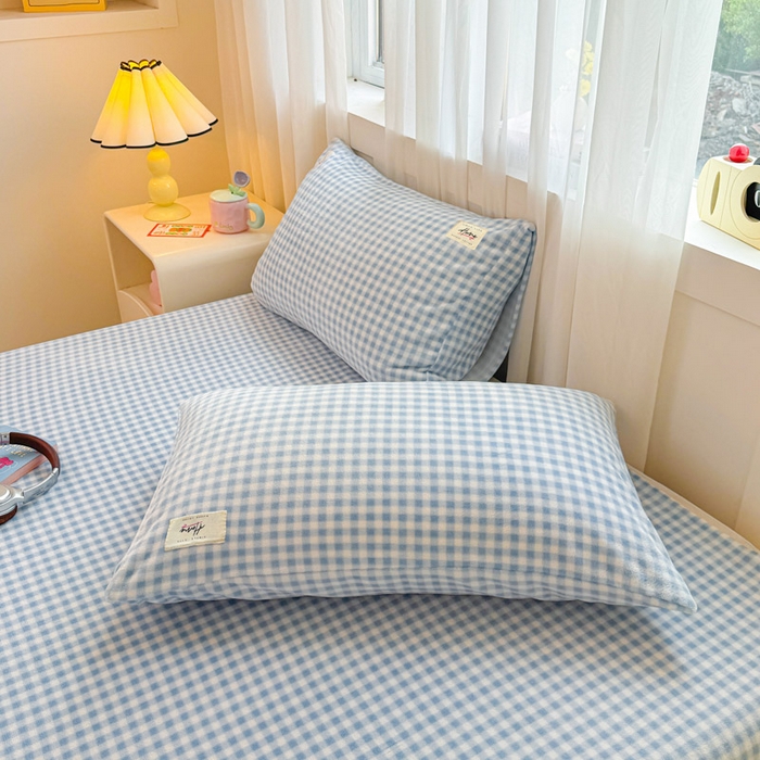 91家纺网 家纺一手货源 找家纺 贝扬思家纺 2025新款牛奶绒纯色单床单-life系列 Life-蓝格