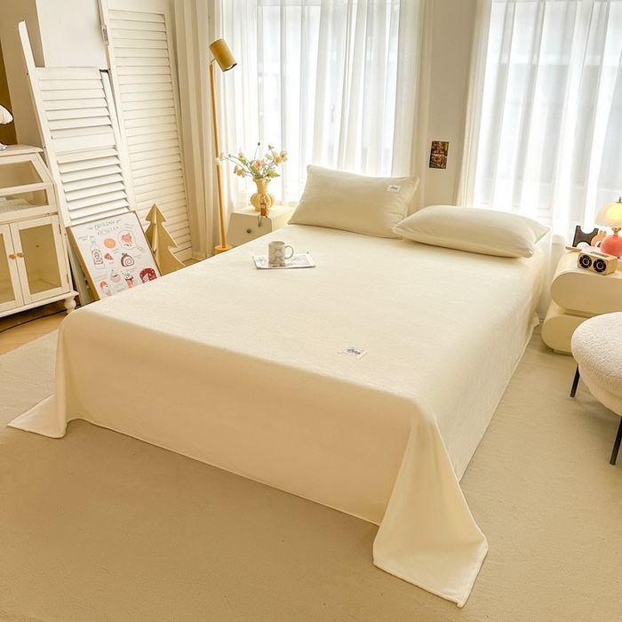 91家纺网 家纺一手货源 找家纺 贝扬思家纺 2025新款牛奶绒纯色单床单-life系列 Life-浅黄