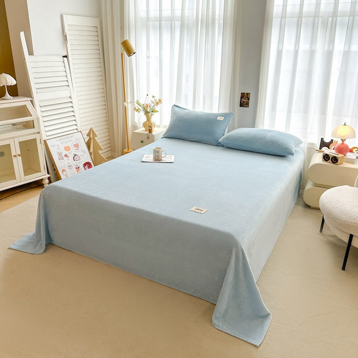 91家纺网 家纺一手货源 找家纺 贝扬思家纺 2025新款牛奶绒纯色单床单-life系列 Life-浅蓝