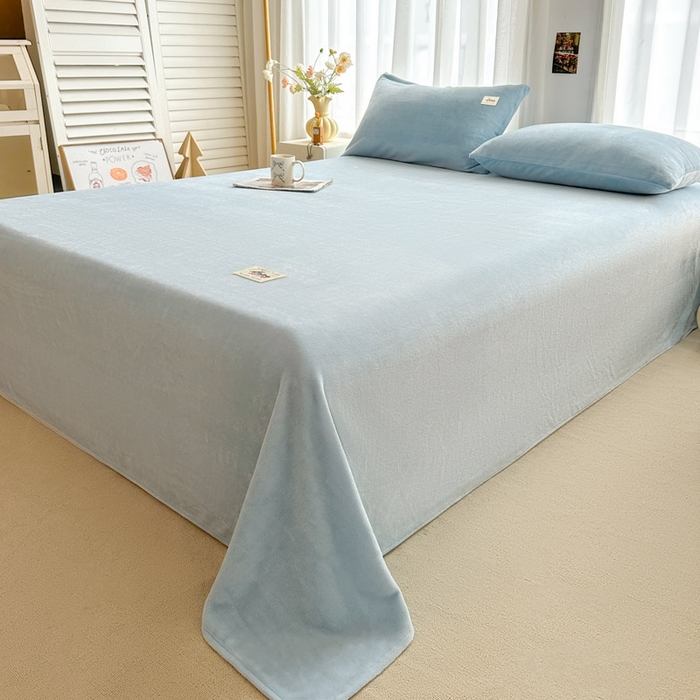 91家纺网 家纺一手货源 找家纺 贝扬思家纺 2025新款牛奶绒纯色单床单-life系列 Life-浅蓝