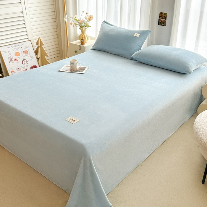 91家纺网 家纺一手货源 找家纺 贝扬思家纺 2025新款牛奶绒纯色单床单-life系列 Life-浅蓝