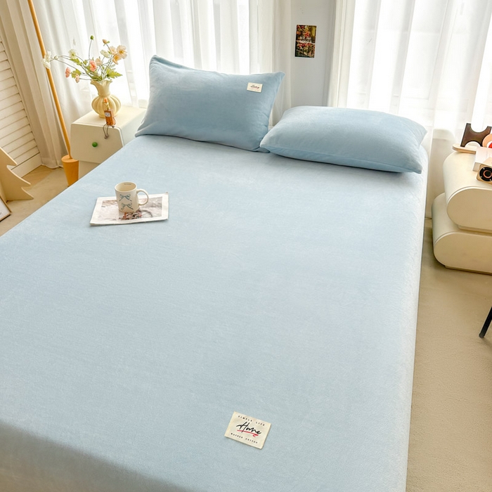 91家纺网 家纺一手货源 找家纺 贝扬思家纺 2025新款牛奶绒纯色单床单-life系列 Life-浅蓝