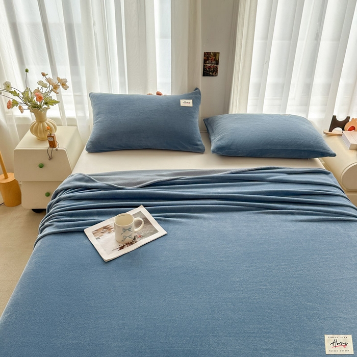 91家纺网 家纺一手货源 找家纺 贝扬思家纺 2025新款牛奶绒纯色单床单-life系列 Life-深蓝