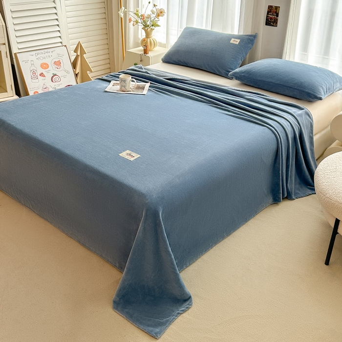 91家纺网 家纺一手货源 找家纺 贝扬思家纺 2025新款牛奶绒纯色单床单-life系列 Life-深蓝