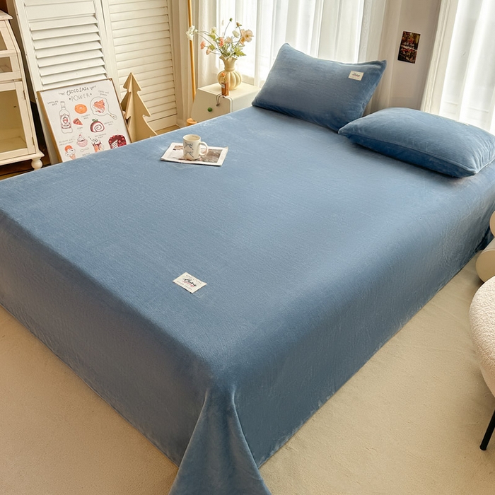 91家纺网 家纺一手货源 找家纺 贝扬思家纺 2025新款牛奶绒纯色单床单-life系列 Life-深蓝