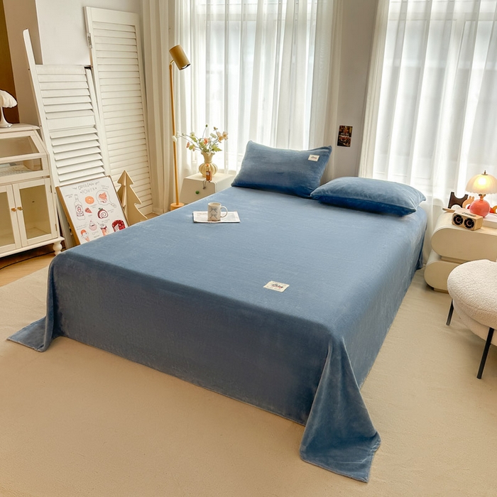 91家纺网 家纺一手货源 找家纺 贝扬思家纺 2025新款牛奶绒纯色单床单-life系列 Life-深蓝
