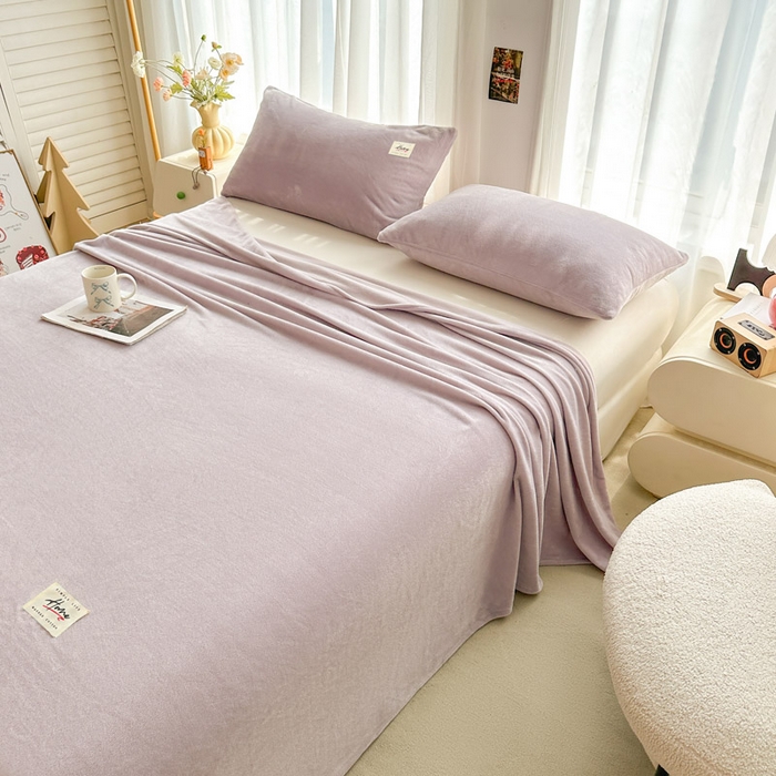 91家纺网 家纺一手货源 找家纺 贝扬思家纺 2025新款牛奶绒纯色单床单-life系列 Life-香芋紫