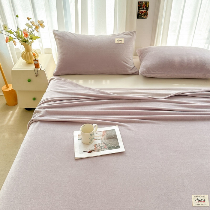 91家纺网 家纺一手货源 找家纺 贝扬思家纺 2025新款牛奶绒纯色单床单-life系列 Life-香芋紫