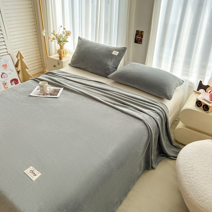 91家纺网 家纺一手货源 找家纺 贝扬思家纺 2025新款牛奶绒纯色单床单-life系列 Life-银灰
