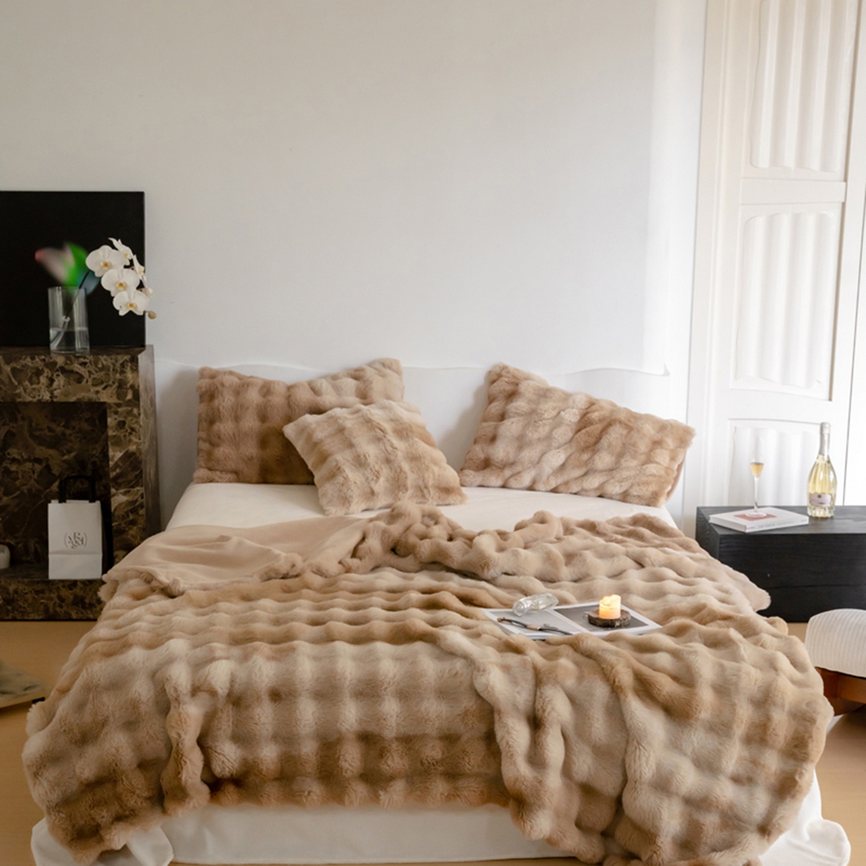 宜代光年 2025新款柔软皮草级苏力长绒毯系列 科伦娜-炫彩咖