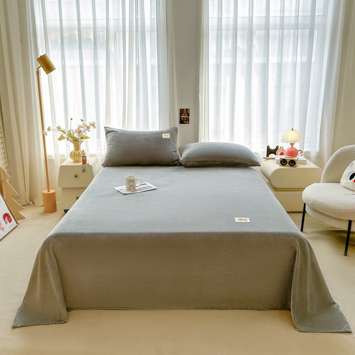 91家纺网 家纺一手货源 找家纺 贝扬思家纺 2025新款牛奶绒纯色单床单-life系列 Life-银灰