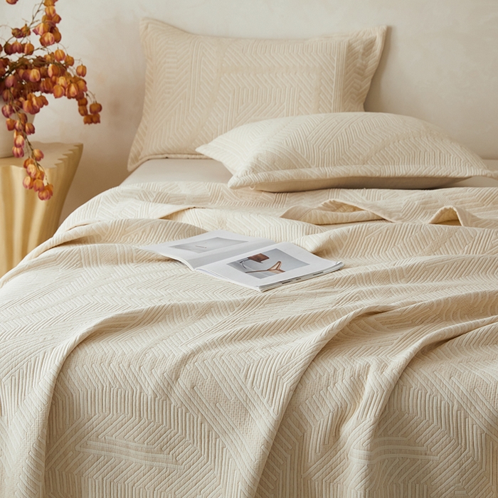 91家纺网 家纺一手货源 找家纺 （总）桂雅居 2025新款棉麻三层纱加厚床盖三件套 （会员减10，最低控价券后298）