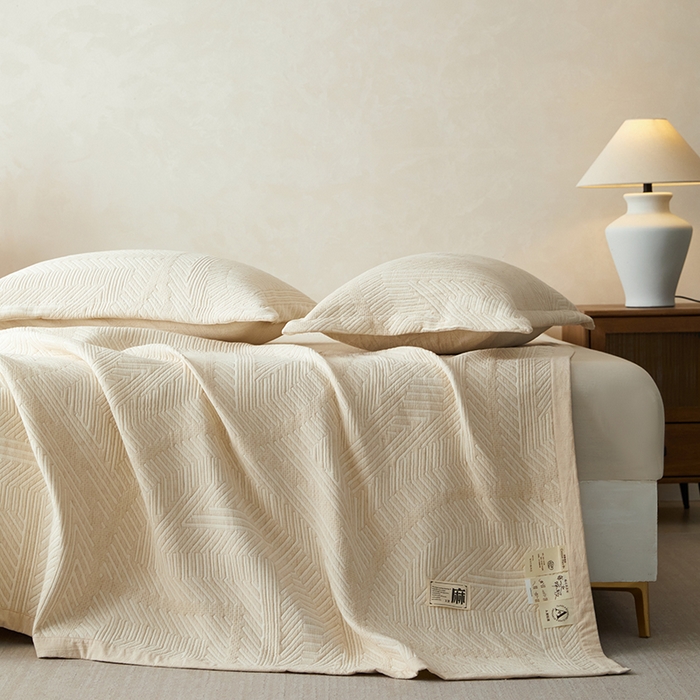 91家纺网 家纺一手货源 找家纺 （总）桂雅居 2025新款棉麻三层纱加厚床盖三件套 （会员减10，最低控价券后298）