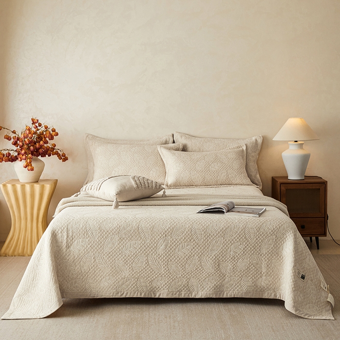 91家纺网 家纺一手货源 找家纺 （总）桂雅居 2025新款棉麻三层纱加厚床盖三件套 （会员减10，最低控价券后298）