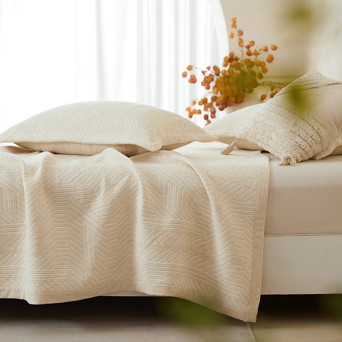 91家纺网 家纺一手货源 找家纺 桂雅居 2025新款棉麻三层纱加厚床盖三件套 （会员减10，最低控价券后298） 哥伦布