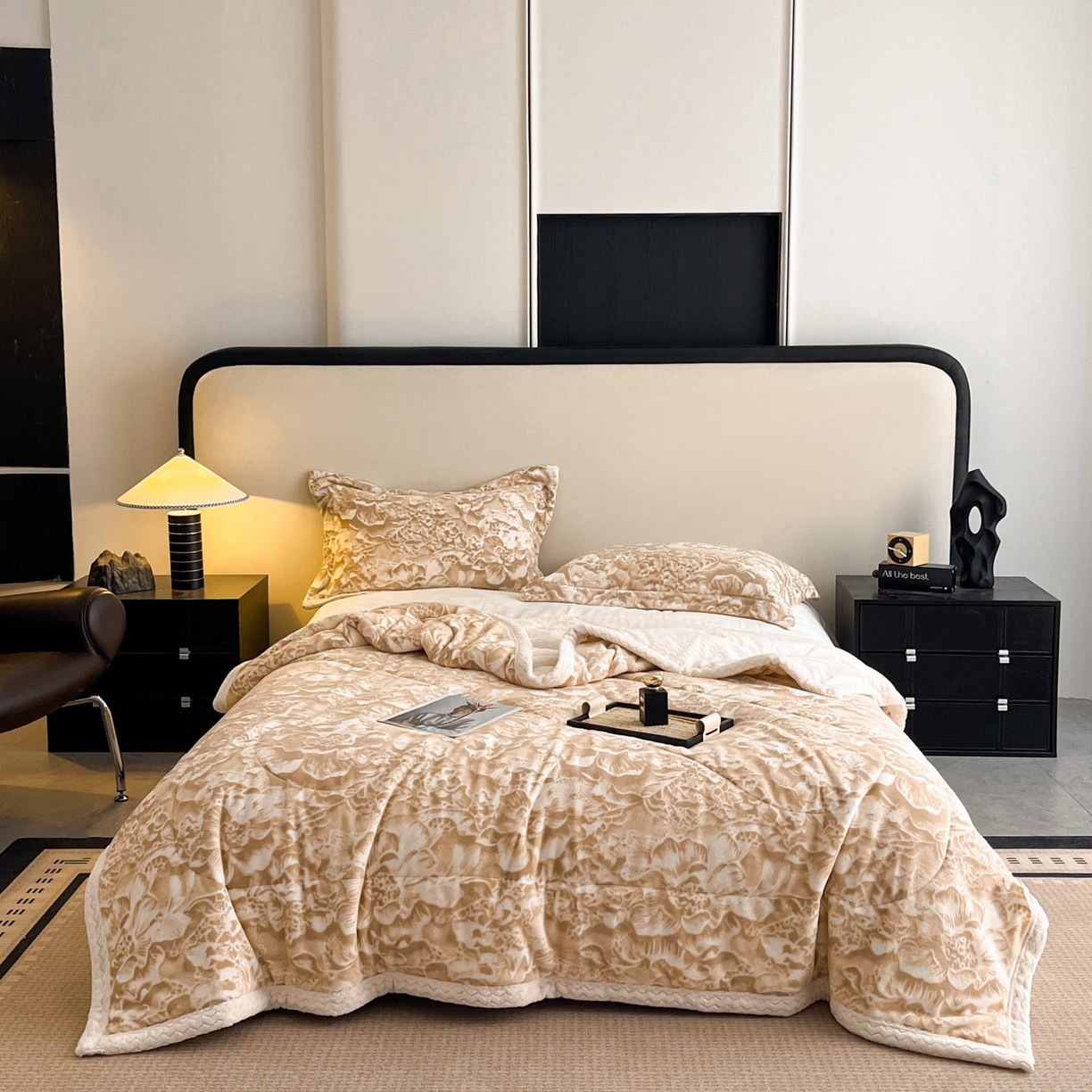 91家纺网 家纺一手货源 找家纺 宜代光年 2025新款牛奶绒立体雕花夹棉多功能毯 黎明之光