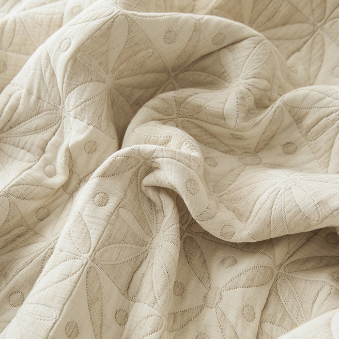 91家纺网 家纺一手货源 找家纺 桂雅居 2025新款棉麻三层纱加厚床盖三件套 （会员减10，最低控价券后298） 米字格