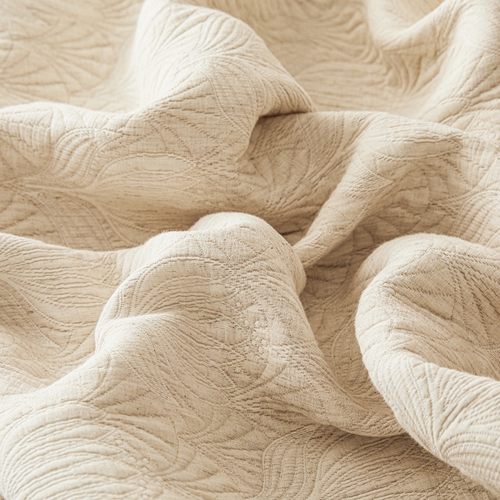 91家纺网 家纺一手货源 找家纺 桂雅居 2025新款棉麻三层纱加厚床盖三件套 （会员减10，最低控价券后298） 如梦