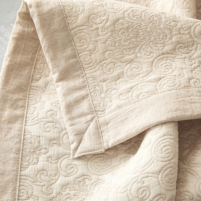 91家纺网 家纺一手货源 找家纺 桂雅居 2025新款棉麻三层纱加厚床盖三件套 （会员减10，最低控价券后298） 云上